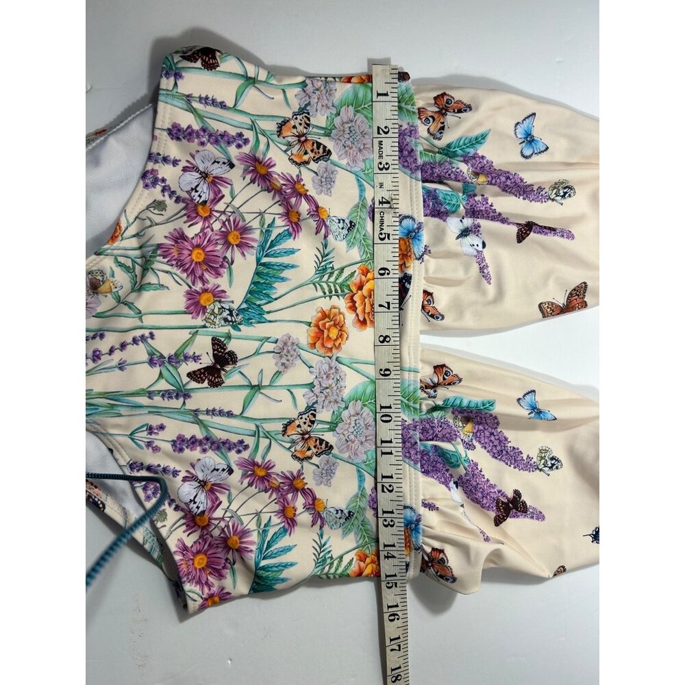 Retro Style Beige 1960s Butterfly Halter One-Piece Bikini Set - Picture 7 of 7